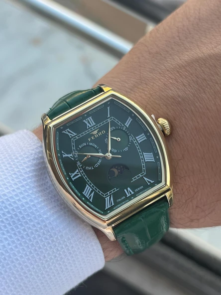 Ferro İç Fonksiyonları Aktif Deri Kordon 3 Atm Suya Dayanıklı Erkek Kol Saati EFM40125-Y - Resim 3