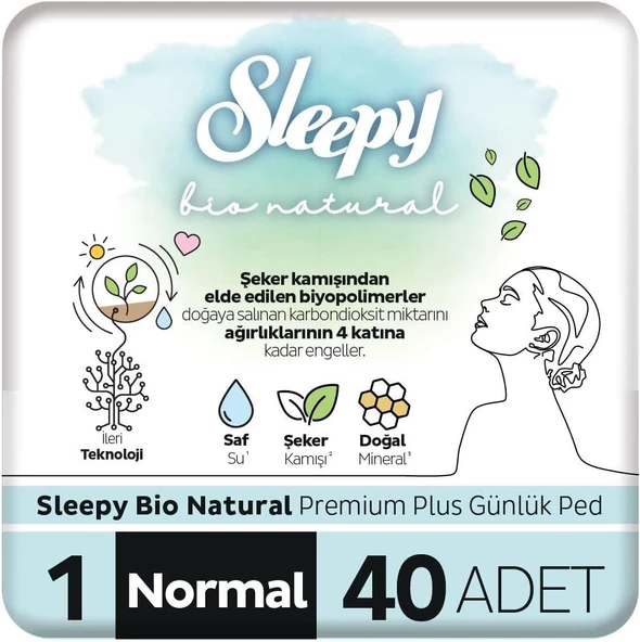 Sleepy Bio Natural Premium Plus Günlük Ped Normal 40'lı