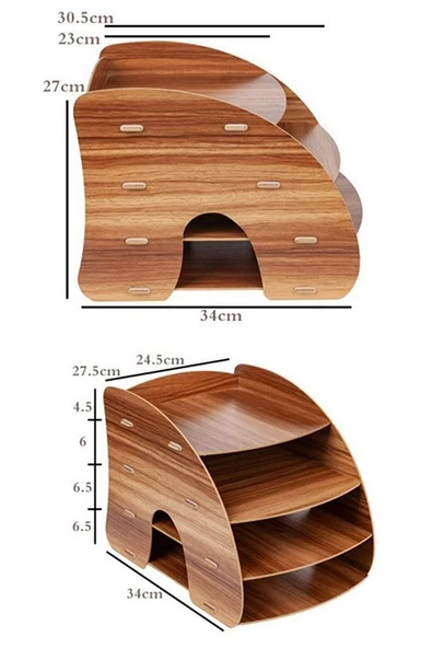A4 Evrak Rafı Masaüstü Organizer Evrak Rafı Dosya Düzenleyici Ahşap Kalemlik Hediyeli Organizer - 3