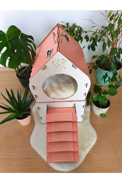Tavşan Evi Teraslı Dublex Pembe Saman Beslemesi - 3