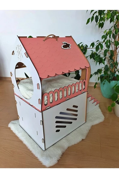 Tavşan Evi Teraslı Dublex Pembe Saman Beslemesi - 4