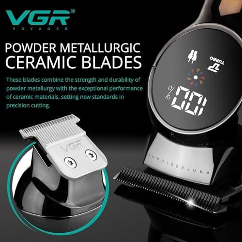 VGR V-989 Profesyonel Islak ve Kuru  ve Pil Göstergesi, Turbo Fonksiyonu, Erkek Yüz ve Vücut tıraş makinesi - 3