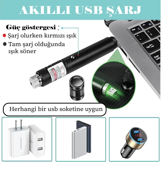 Fenerix PRO-303 USB Şarjlı Yeşil Lazer Pointer - 4