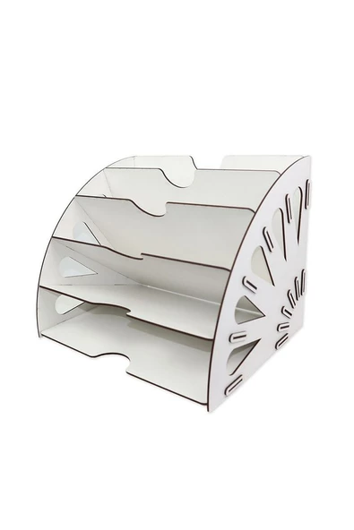 Ahşap Dekoratif Evrak Rafı Dosya Masaüstü Düzenleyici - 3