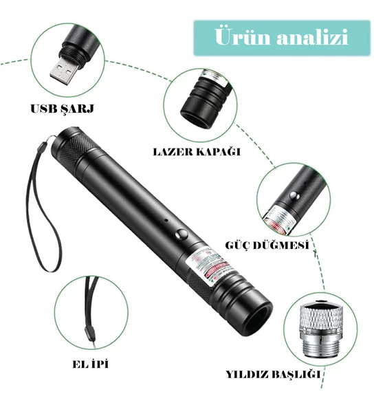 Fenerix PRO-303 USB Şarjlı Yeşil Lazer Pointer - 3
