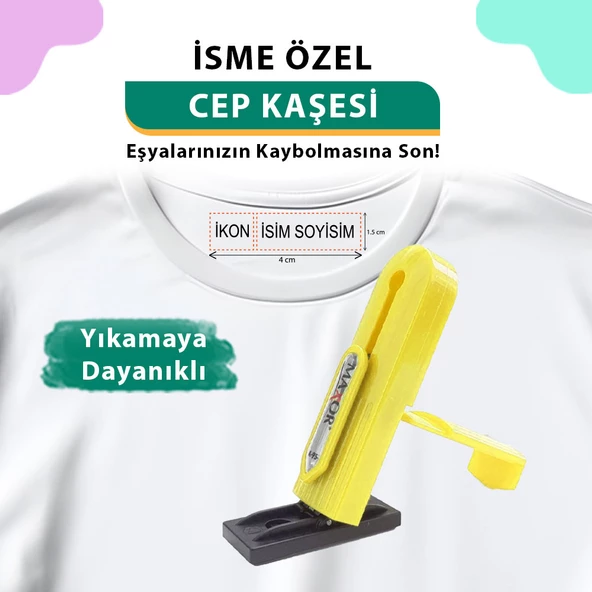 Sarı Cep Kaşesi, Elbise İsim Ve Kıyafet, Defter Kitap Kaşesi Anaokulu Kreş Etiket, Öğrenci Kaşesi