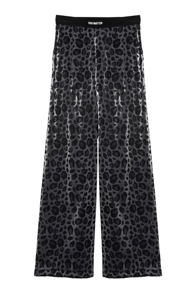 Beli Lastik Detaylı Leopar Desenli Pantolon Siyah - 5