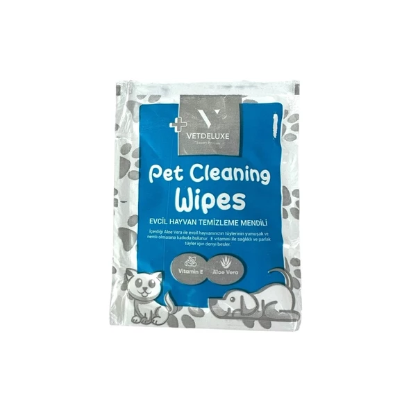 Pet Wipes E Vitamini Aloe Vera Destekli Evcil Hayvan Temizleme Havlusu 21 x 21 cm