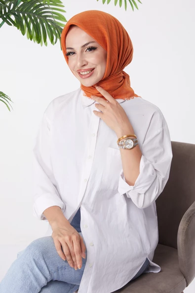 Düz Orta Kadın Turuncu Eşarp - 26146