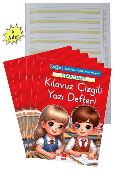 Yeni Müfradat Güzel Yazı Defteri Orta Boy 16.5x24  24 Yaprak 6 Adet Standart Kılavuz Çizgili Yazı Defteri Satır Aralıklarına Uygun