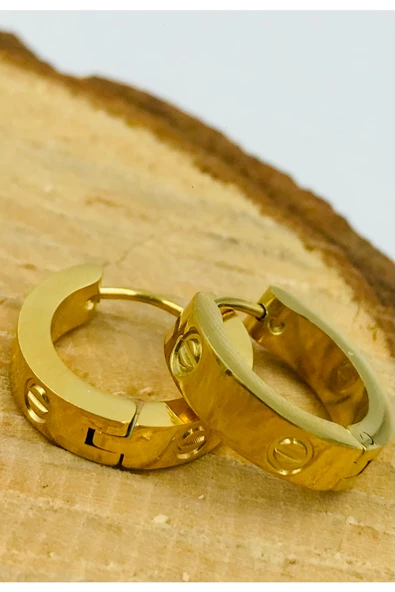 Gold Renk Figürlü Çelik  Küpe