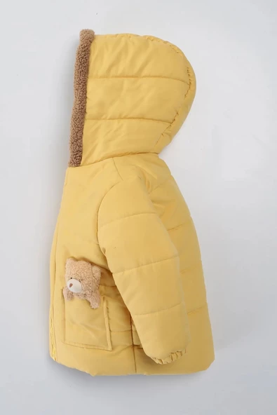 Baby Oyuncak Ayı İçi Kürklü Fermuarlı Soft Kumaş Cepli Kapüşonlu Pelüş Kışlık Kız Erkek Bebek Mont - 7