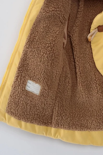 Baby Oyuncak Ayı İçi Kürklü Fermuarlı Soft Kumaş Cepli Kapüşonlu Pelüş Kışlık Kız Erkek Bebek Mont - 8