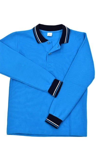 Kolej Polo Yaka Selanik Sweat Turkuaz K-MS-05 - 7