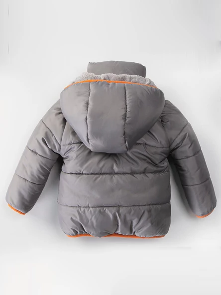 Yeni Trend Sevimli Hayvan Figürlü Cepli Fermuarlı Kapüşonlu Kışlık İçi Peluş Erkek Bebek Mont Şişme - 4