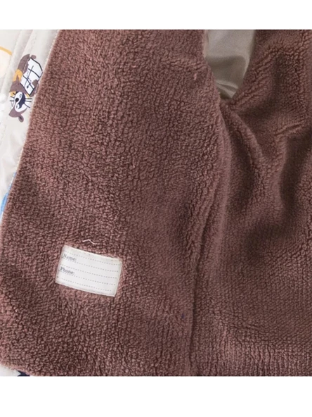 Trend Rakun & Köstebek Figürlü Fermuarlı Varaklı Kapüşonlu Kışlık İçi Peluş Erkek Bebek Mont Şişme - 7