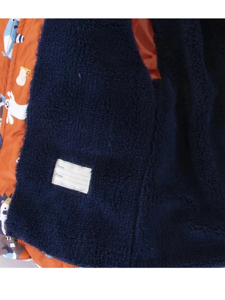 Trend Rakun & Köstebek Figürlü Fermuarlı Varaklı Kapüşonlu Kışlık İçi Peluş Erkek Bebek Mont Şişme - 8