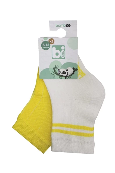 Bibaby Derby Bamboo 2'Li Çorap 68386 Ekru Sarı