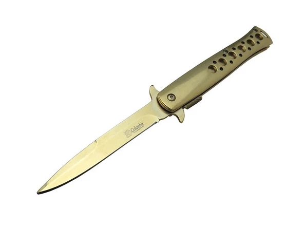 Tac-Force 1111A T-Lite Gold Kamp / Av Çakısı 23cm- Yarı Otomatik, Metal Sap, Kemerlikli