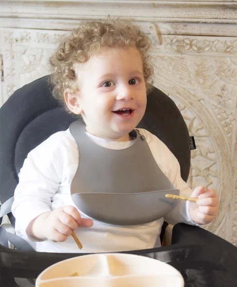 BabyJem Mini Silikon Önlük 718 Gri - 7