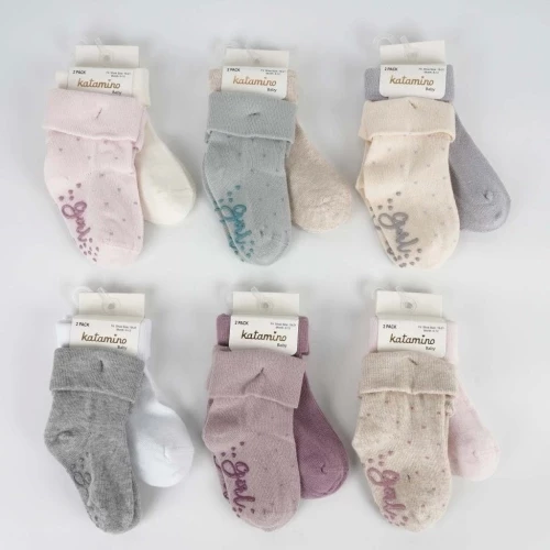Katamino Mettila 2'li Abs'li Kız Bebek Soket Çorap K44106 Karışık Renk