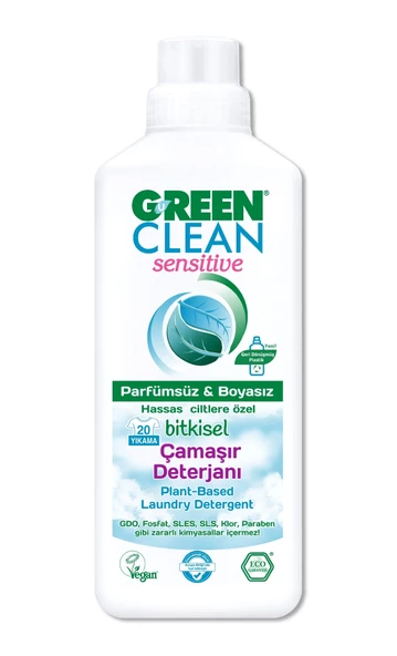 Green Clean Sensitive Parfümsüz Bitkisel Çamaşır Deterjanı 1000ml