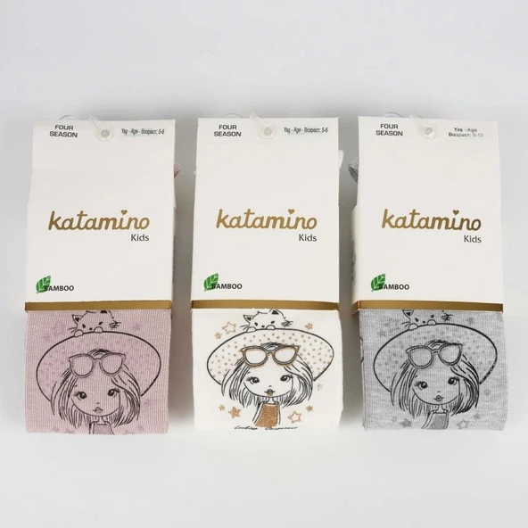 Katamino Mistar Baskılı Kız Külotlu Çorap K37008 Karışık Renk(1 Adet)