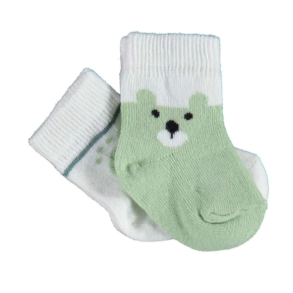 Bibaby Biorganic Happy Bear 2'Li Çorap 68413 Yeşil