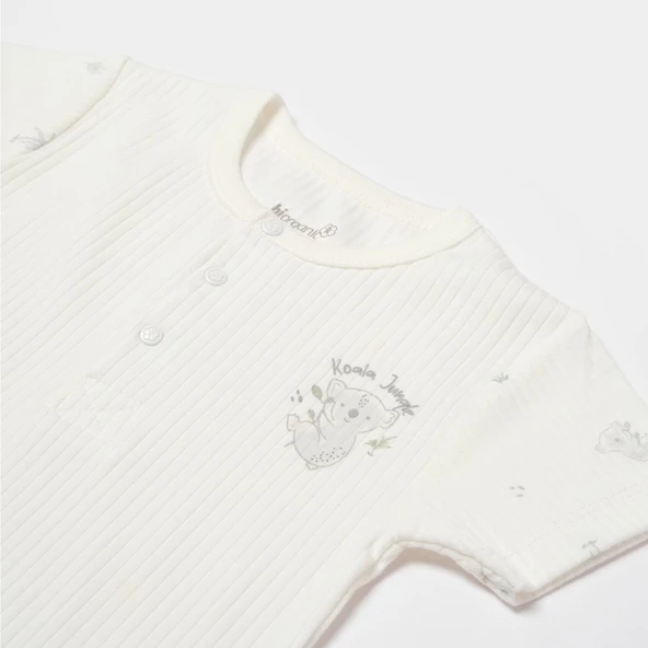 Bibaby Biorganic Koala Jungle Kısa Kol Bebek Body 56972 Gri - 3