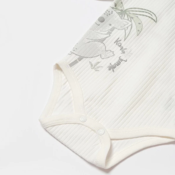 Bibaby Biorganic Koala Jungle Uzun Kol Bebek Body 56969 Gri - 4