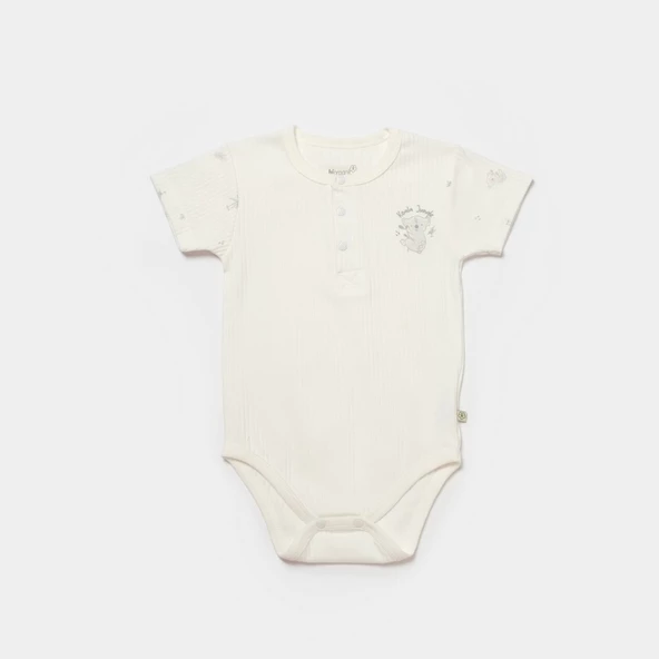 Bibaby Biorganic Koala Jungle Kısa Kol Bebek Body 56972 Gri