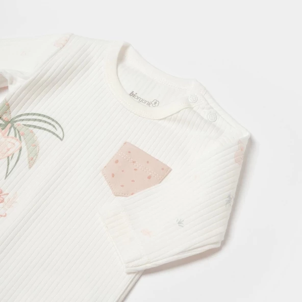 Bibaby Biorganic Koala Jungle Uzun Kol Bebek Body 56969 Pembe - 3