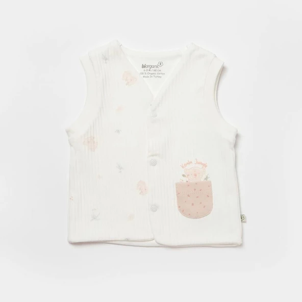 Bibaby Biorganic Koala Jungle Bebek Yelek 61494 Pembe