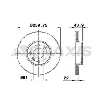 ON FREN DISK AYNASI HAVALI MICRA K12 03-10 NOTE 06-12 CLIO III 06-10 MODUS 04- 260X4 - BRAXIS AE0010