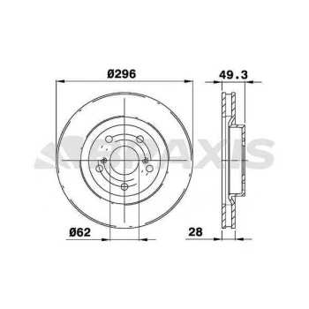 ON FREN DISK AYNASI HAVALI RAV4 VVT I 2.0 2.2 D 4D 06-- 11 CAMRY 06--11 296X5 - BRAXIS AE0158