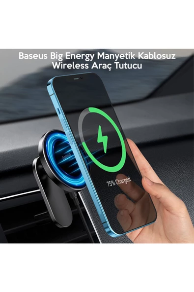 Baseus   Big Energy Manyetik Kablosuz Wireless Araç Tutucu