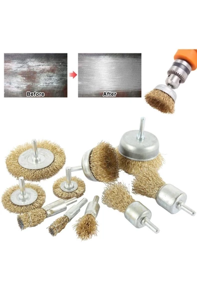 Biotech 6 Parça Pimli Matkap Tel Fırça Seti (38mm+50mm+75mm+100mm) Dairesel +25mm Kalem+75mm Çanak - 4