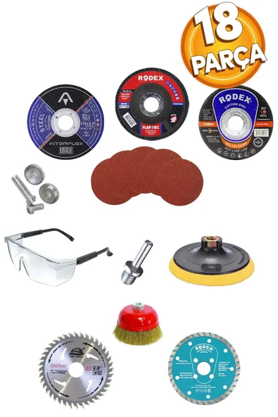 mesut hırdavat 18 Parça Spiral Avuç Taşlama Cırt Zımpara Ahşap Inox Metal Mermer Kesici Kesme Flap Disk ürün görseli