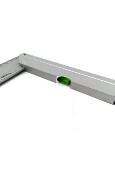 Meşem Terazili Alüminyum Marangoz Gönyesi L Cetvel- 30 cm - 2