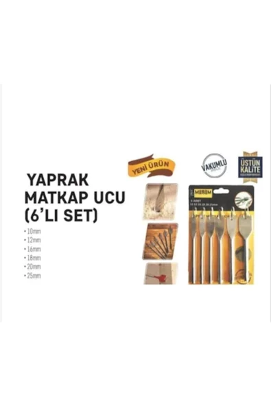 HIRDAVATÇIM06 Meşem 6 Parça Tahta Ahşap Oyma Matkap Yaprak Kelebek Uç Seti - Resim 2