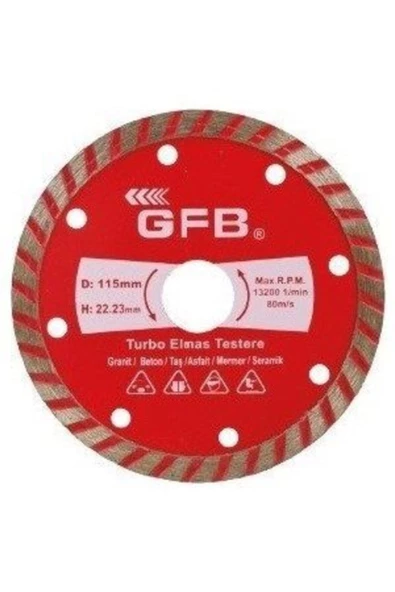 GFB 4 Lü 115 Lik Mermer Ahşap Sunta Granit Demir Taş Fayans Kesme Disk Seti - Resim 2