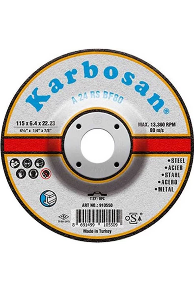 KARBOSAN 180x8.0x22.23 Nk Metal Taşlama Diski