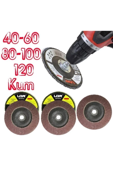 UGR Metal Ahşap Flap Disk Zımpara115mm Set Matkap Aparatı Dahil