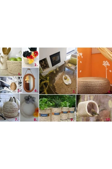 EBA Jüt Halat Dekor Ipi 6 Mm 25 Metre Ip Halat Ip Hasır Ip Jüt Kendir Ip Jüt Çuval Ip - Resim 3