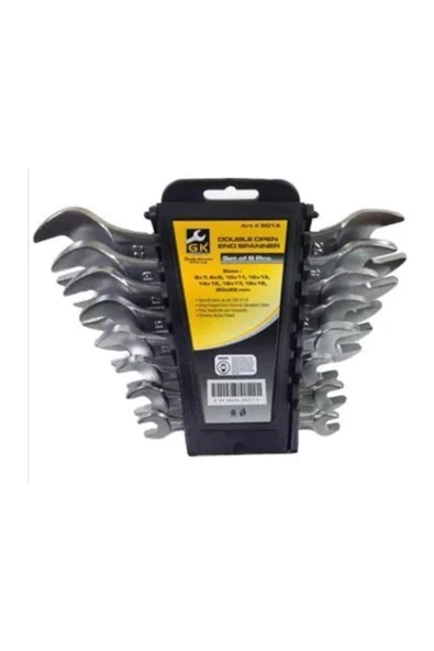 GK TOOLS 8'li Çatal Ağız Anahtar Takımı Düz Anahtar 6x22 Mm - 2