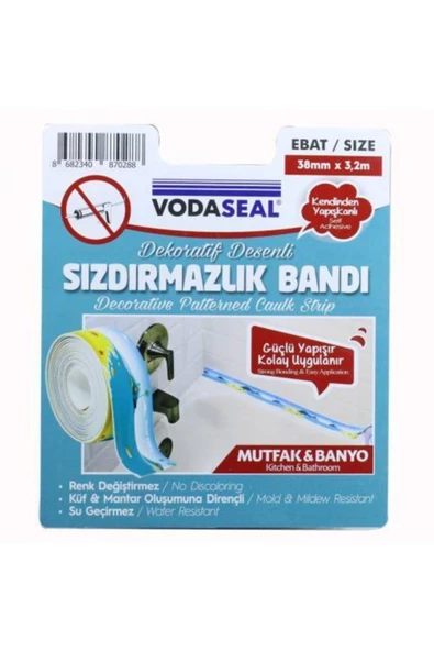 Vodaseal Banyo Küvet Mutfak Kenar Sızdırmazlık Bandı Deniz 38 Mm X 3,2 Metre - Resim 3