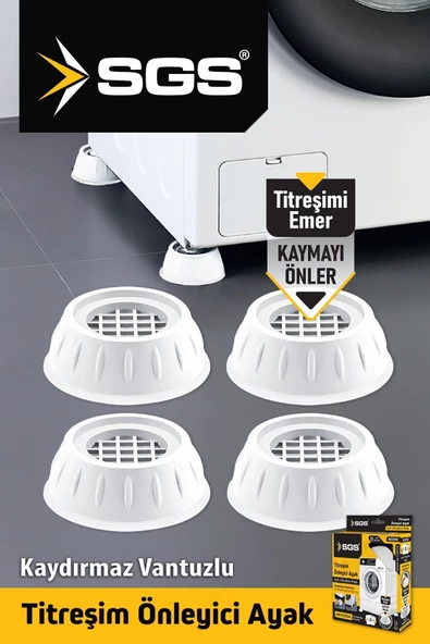 SGS Çamaşır Makinesi Titreşim Ve Ses Önleyici Kaydırmaz Ayak 4 Lü Set Beyaz Renk - 2