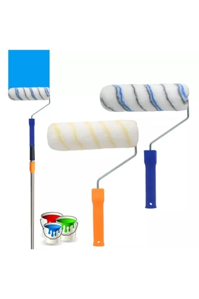felix express Duvar Boyama Set Boya 3 M Teleskopik Sap 3 Boy Rulo 5 Boy Fırça - 4