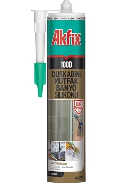 Akfix 100d Beyaz Küf Tutmaz Duşakabin Silikonu 310 ml