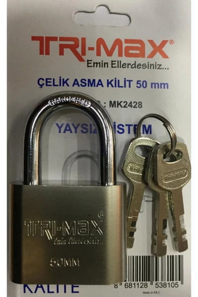 Trimax Çelik Asma Kilit 50 Mm Kod : Mk2428 Yaysız Sistem